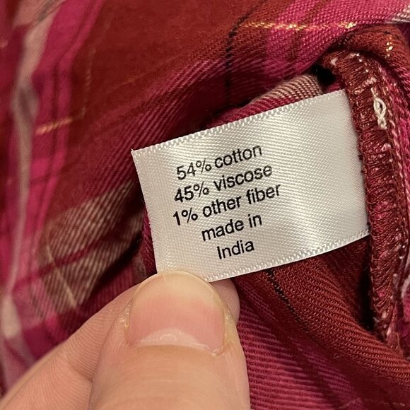 NWT Lane Bryant Womens No-Peek Plaid Button-Up Shirt 34/36 Red Pink Cotton/Visco - Picture 7 of 11